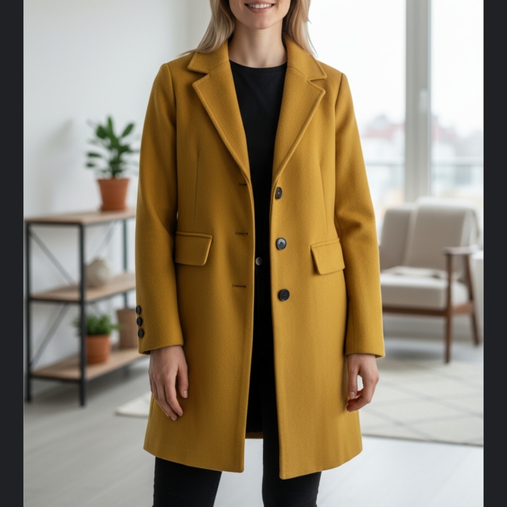 Junge wool and cashmere coat made in Italy mustard yellow